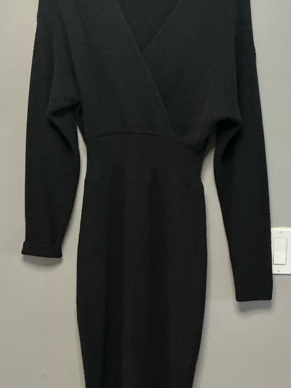 Express Black Long Sleeve Wrap Knit Dress